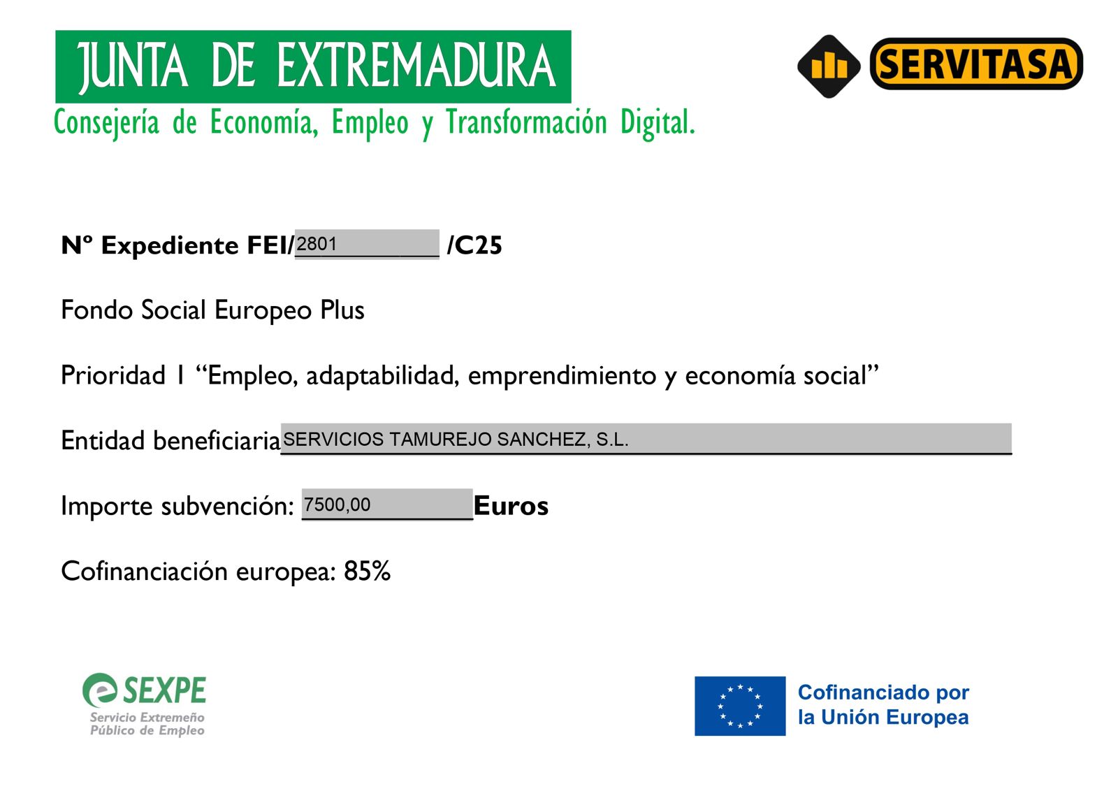 Cartel subvención